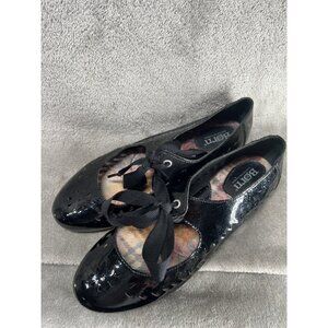 Born Women's 7 Patent Black Ribbon Leather Mary Jane Jerrica Coquette Flats